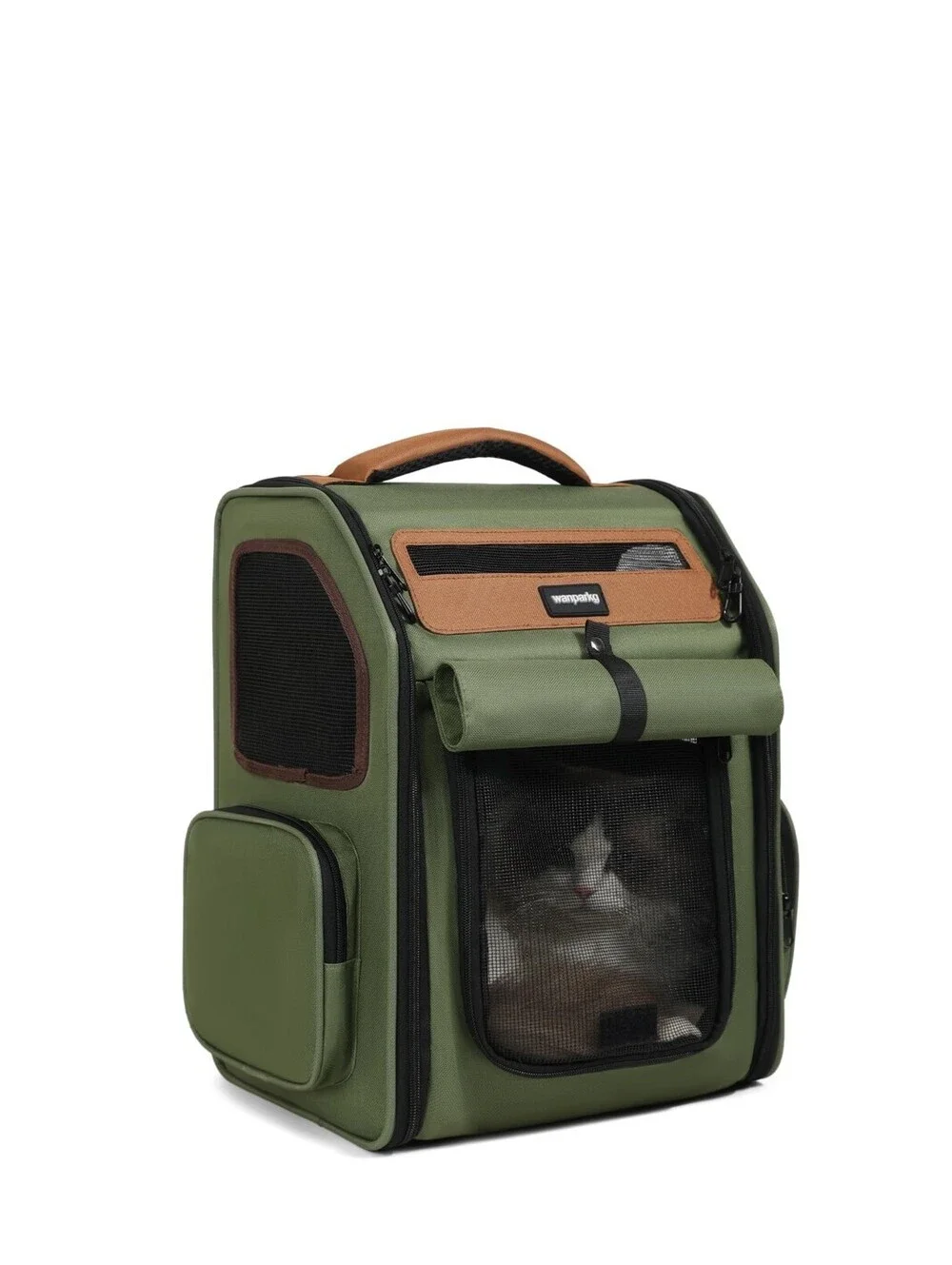 Cat Backpack Carrier Breathable Mesh Travel Bag Small Dog Pet Green 16.5